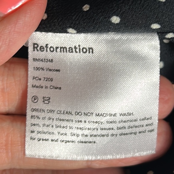 Reformation Elle Smocked Polka Dot Dress Size 8 - Picture 10 of 16